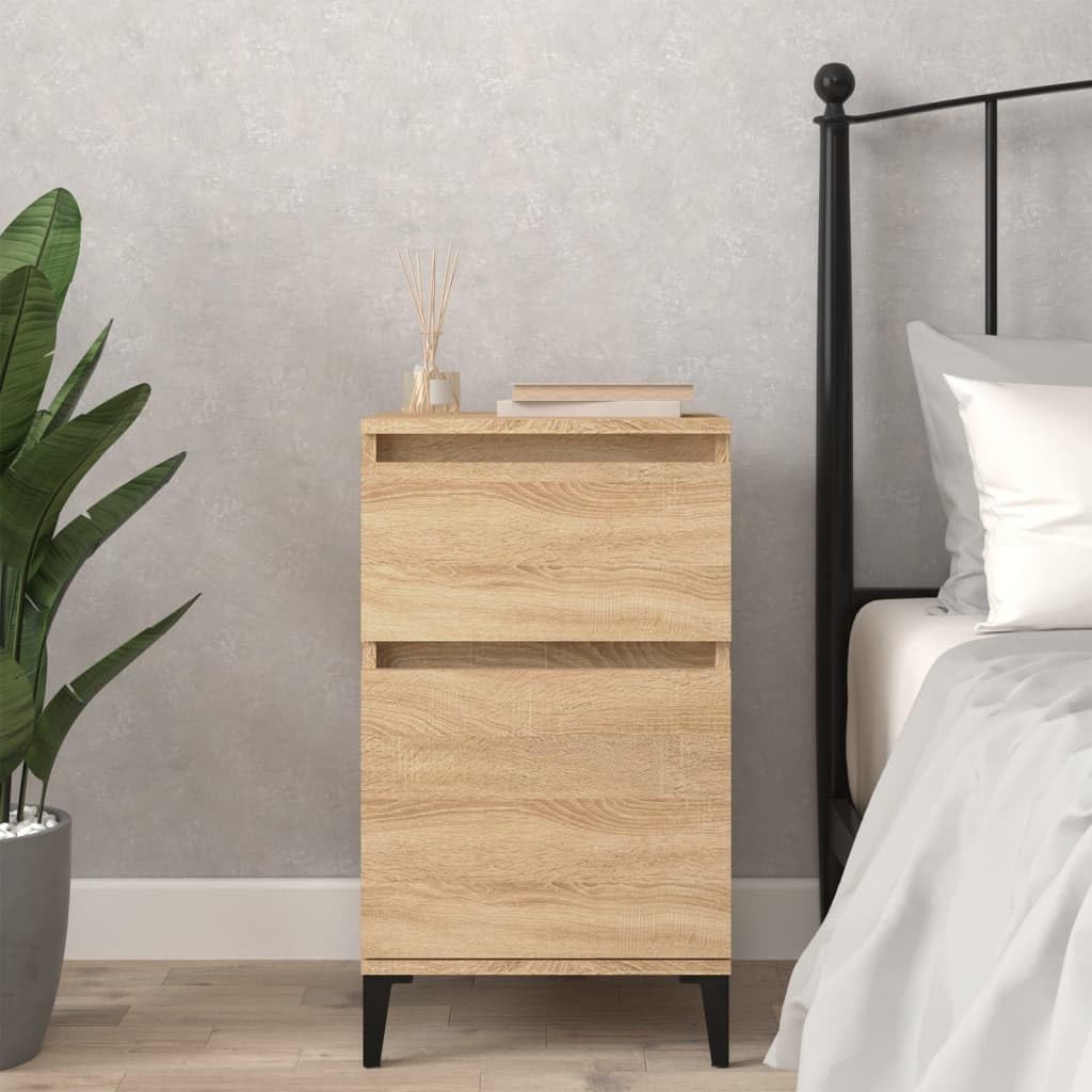 Table de chevet en chêne Sonoma style moderne et minimaliste en bois avec tiroirs