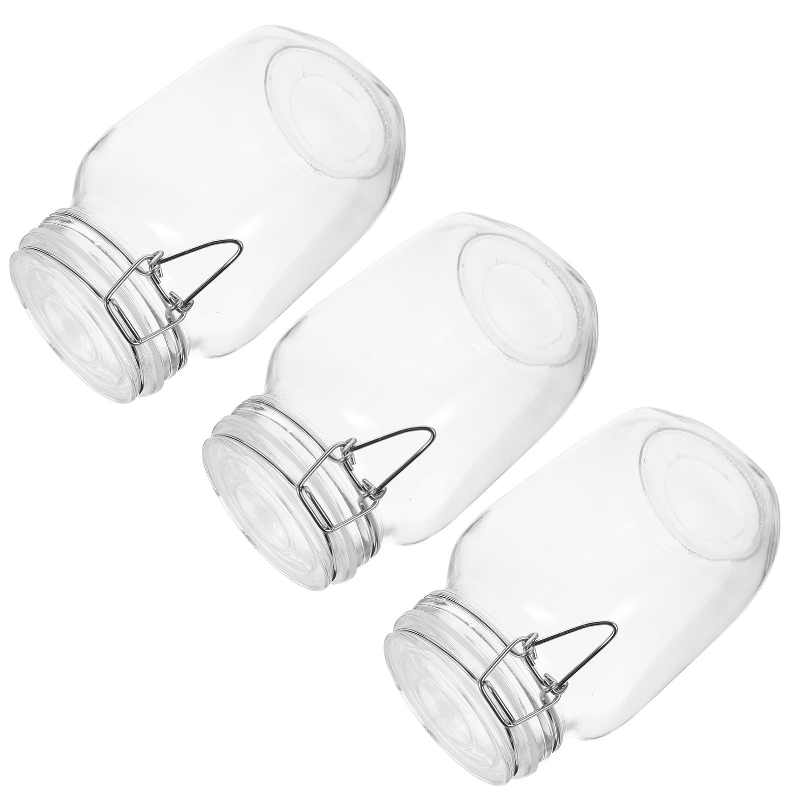 Lot de 3 Bocaux en Verre Hermétiques 1500ml pour Conservation Alimentaire avec Couvercles à Verrouillage, Design Transparent, pour Rangement la Cuisine Kimchi et Café