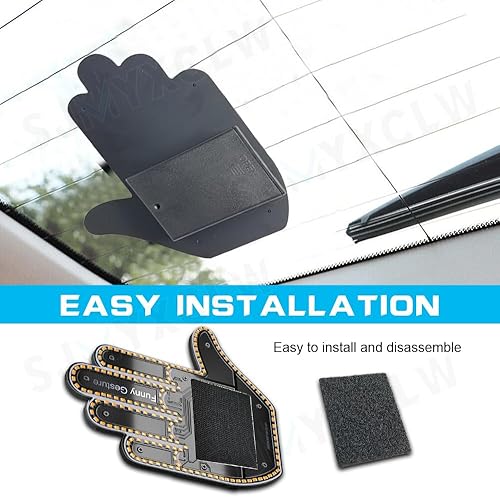Miniatura 5 de SJMYXCLW Luz de dedo gesto para coche, señal LED de furia de carretera para automóvil, expresa amorpájaroparadaolaadvertencia a otros, modelo de 3