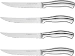 Couteaux de l'O.C.E. Steak 4, Couteau Steak en acier inoxydable, couteau Steak de cuisine avec poignée ergonomique et lames pointues, lave-vaisselle sans danger, argent