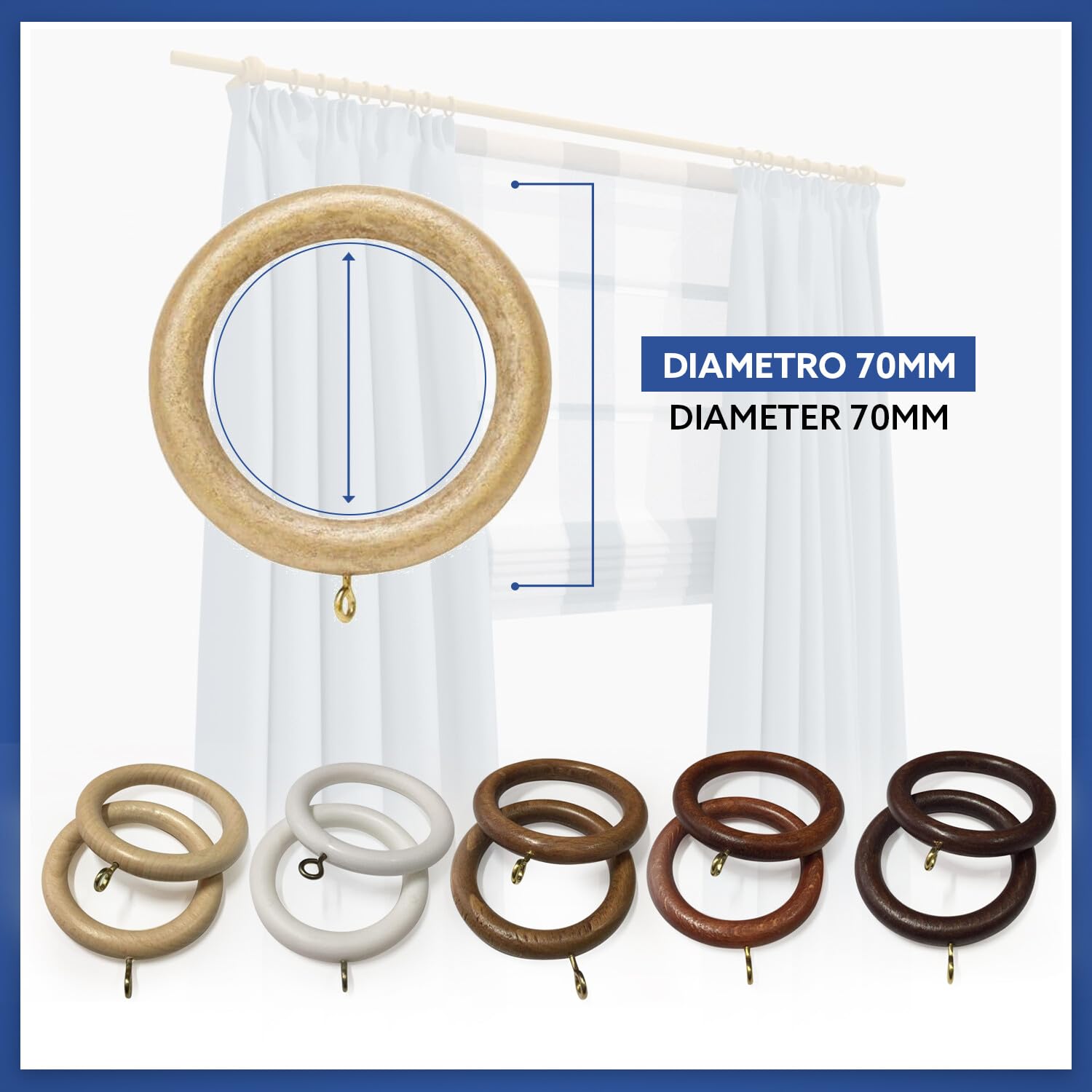 Gardnenrng Rundrnge Mt Faltenhaken, NTERDECO, Für 28 Mm Oe Gardinenstangen Packung 10 St Messing Farbig Kunststoff