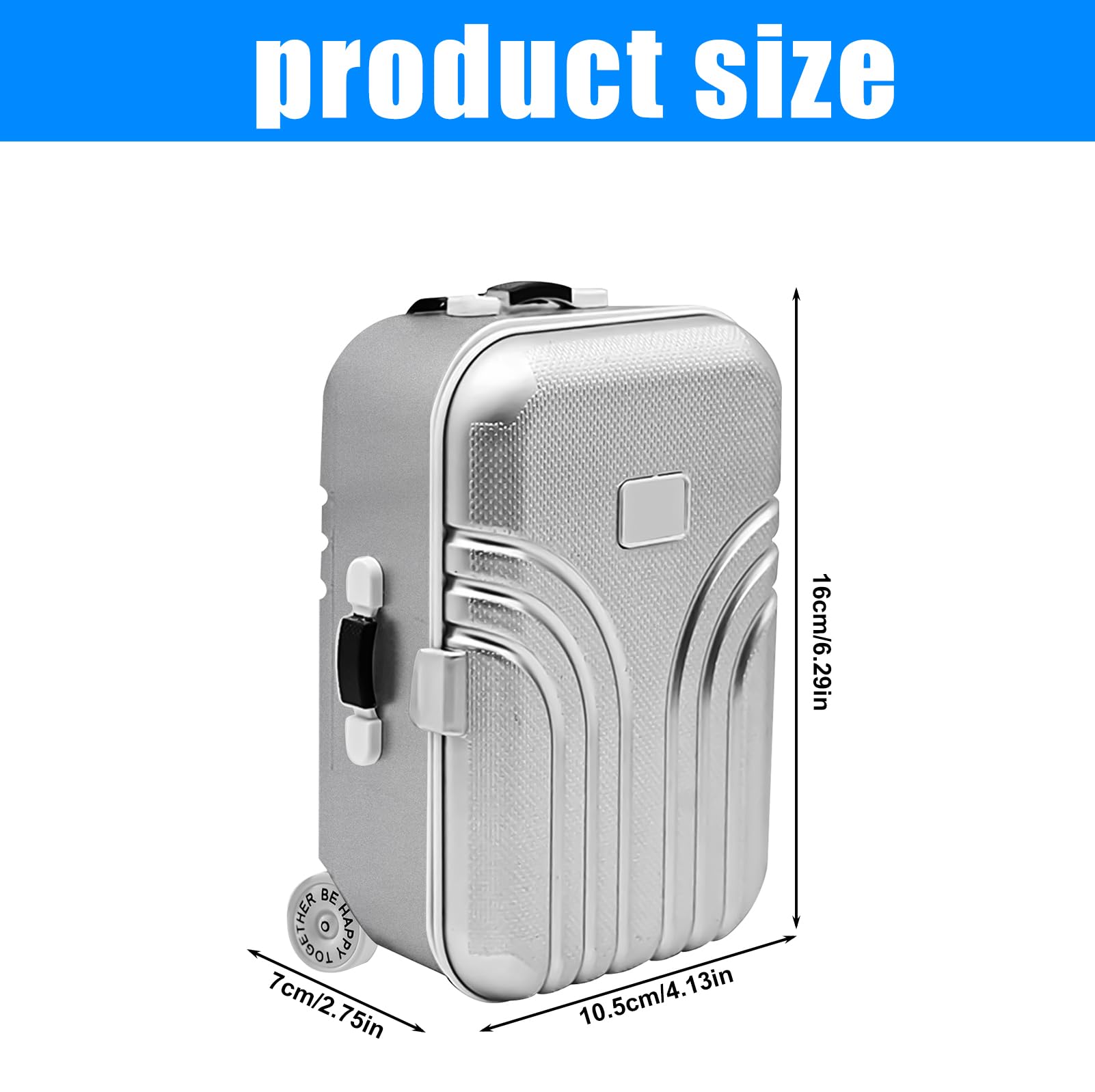 2 pezzi creativo valigia salvadanaio, mini piccolo trolley bagagli salvadanaio, salvadanaio simulazione valigia da viaggio in plastica per gioielli, piccola scatola per bambini e adulti (argento+rosa