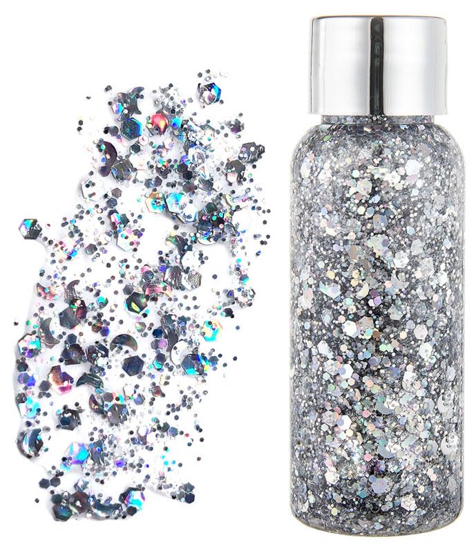 Body Glitter Gel, Face Glitter Body Glitter Liquid Eyeshadow, Face Hair Nail Glitter, Holiday Glitter Makeup (1)