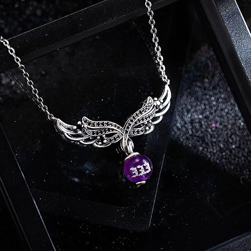 Miniatura 5 de Collar de ángel con número de ángel personalizado en alas de ángel de cristal, regalo de joyería de ángel para ella, colgante de ángel de la guarda