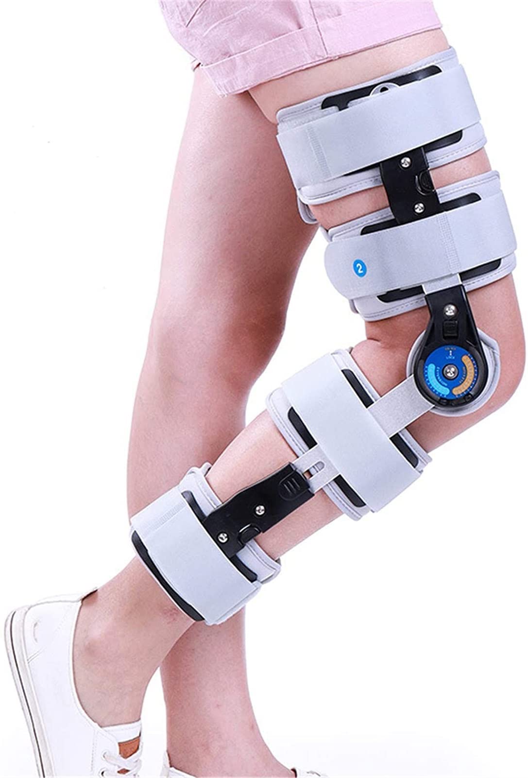 Ortesi per Ginocchio, Tutore per Ginocchio, Tutore Articolato Regolabile con Cinghia per Ginocchio E Attacco per Gamba per Lesioni Ai Legamenti E Ai Tendini del Menisco