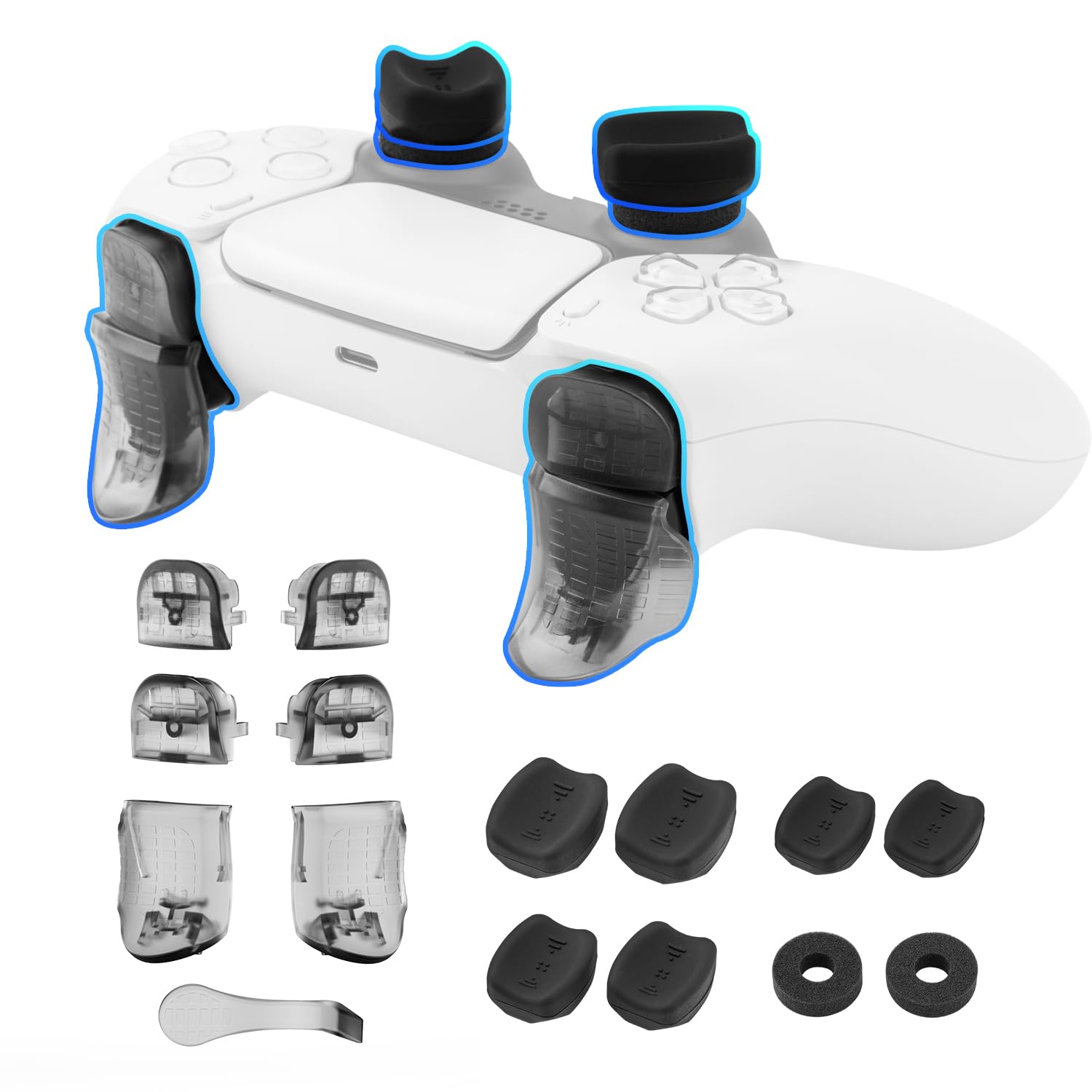 NiTHO PS5 FPS Gaming Kit for PlayStation 5 Dual Sense Controller Customizing Kit with Thumb Grips Ergonomic Button Trigger Precise Aiming Kit