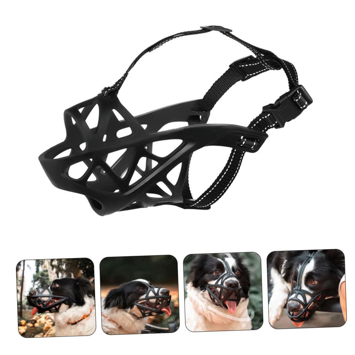 Happyyami Dog Head Muzzle Bark Mouth Cover for Dogs Breathable Design Allows Drinking Non Tearable for Preventing Biting and Chewing