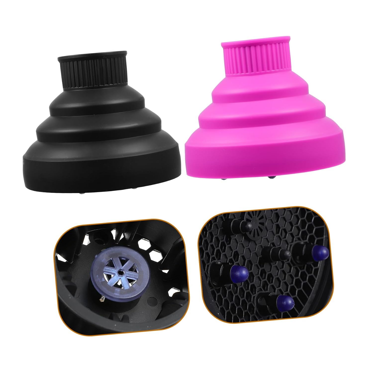 VICASKY Silicone Hair Dryer Diffuser Set of 2 Portable Collapsible Blow Dryer Nozzle Adjustable Hair Diffuser Lightweight and Practical