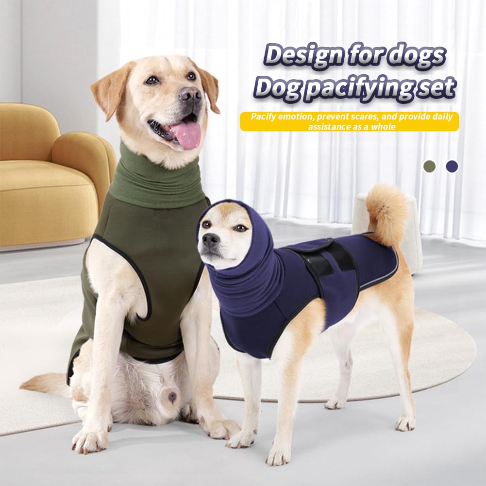 Angstlinderungsweste für Hunde, 2-in-1-atmungsaktives Hunde-Komforthemd gegen Angst, weiche Welpenjacke mit reflektierenden Streifen, angstberuhigender Mantel Navy blau S