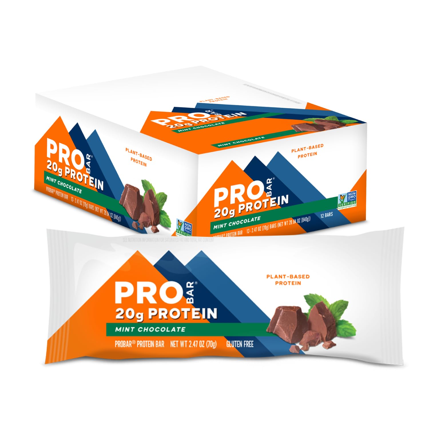 PROBAR - PROTEIN Bar, Mint Chocolate, Non-GMO, Gluten-Free, Healthy, Plant-Based, Whole-Food Ingredients, Natural Energy (12 Count)