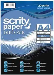 Papel Diplomata, Scrity, A4, Branco, 180 Gramas, 50 Folhas