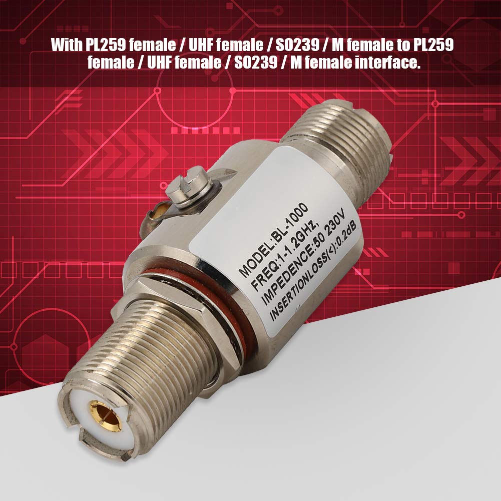 KIMISS Protecteur Coaxial, BL 1000 1 Parafoudre 1,2 GHz 200 W avec PL259 Femelle UHF 50 Ohm Accessoires électroniques Fournitures Multiprises Protecteurs Protecteurs Interface SO239 M