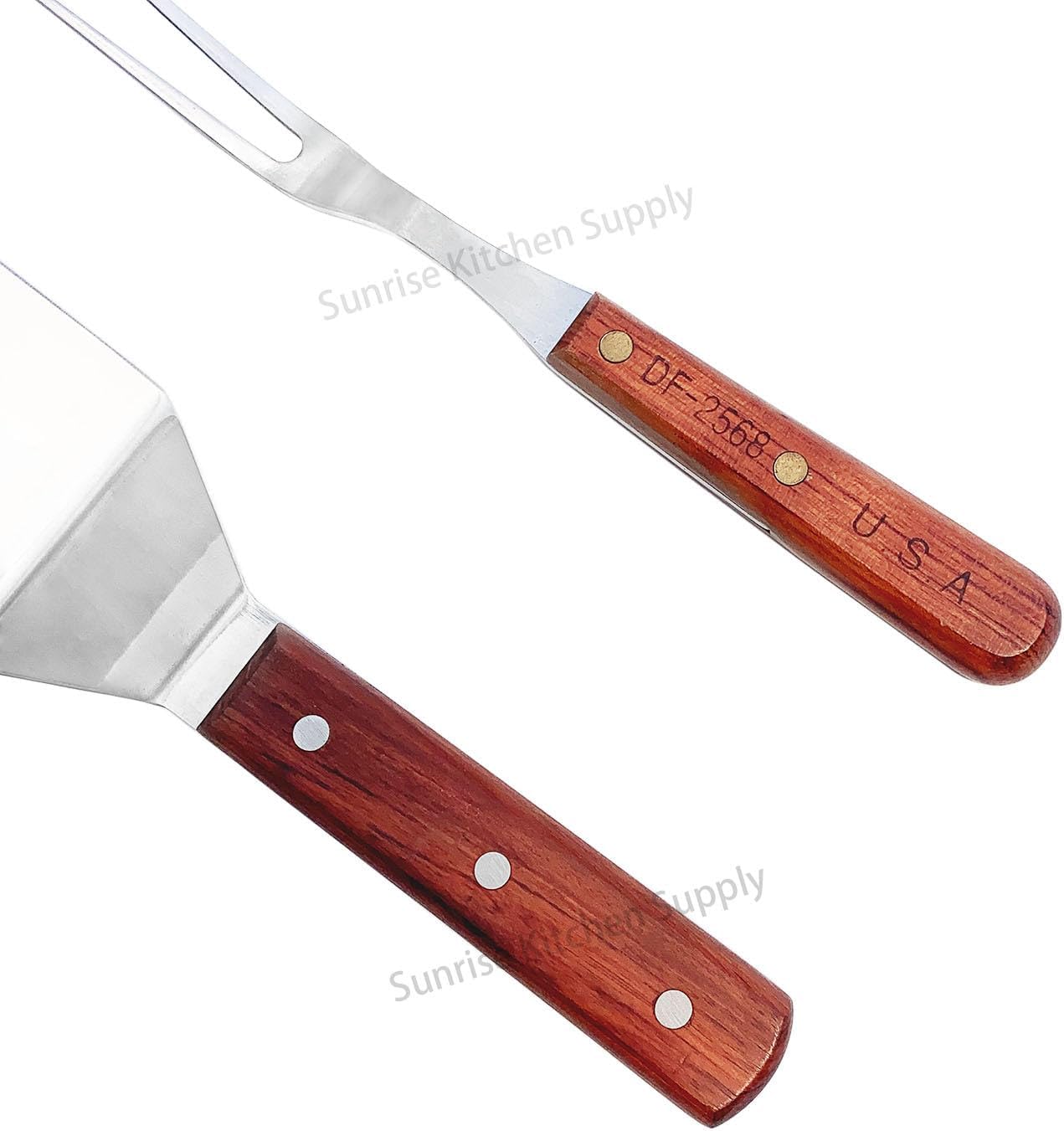 SUNRISE Stainless Steel Turner Spatula & Meat Fork 10.75" Fork + Two 6" x 3" Spatulas