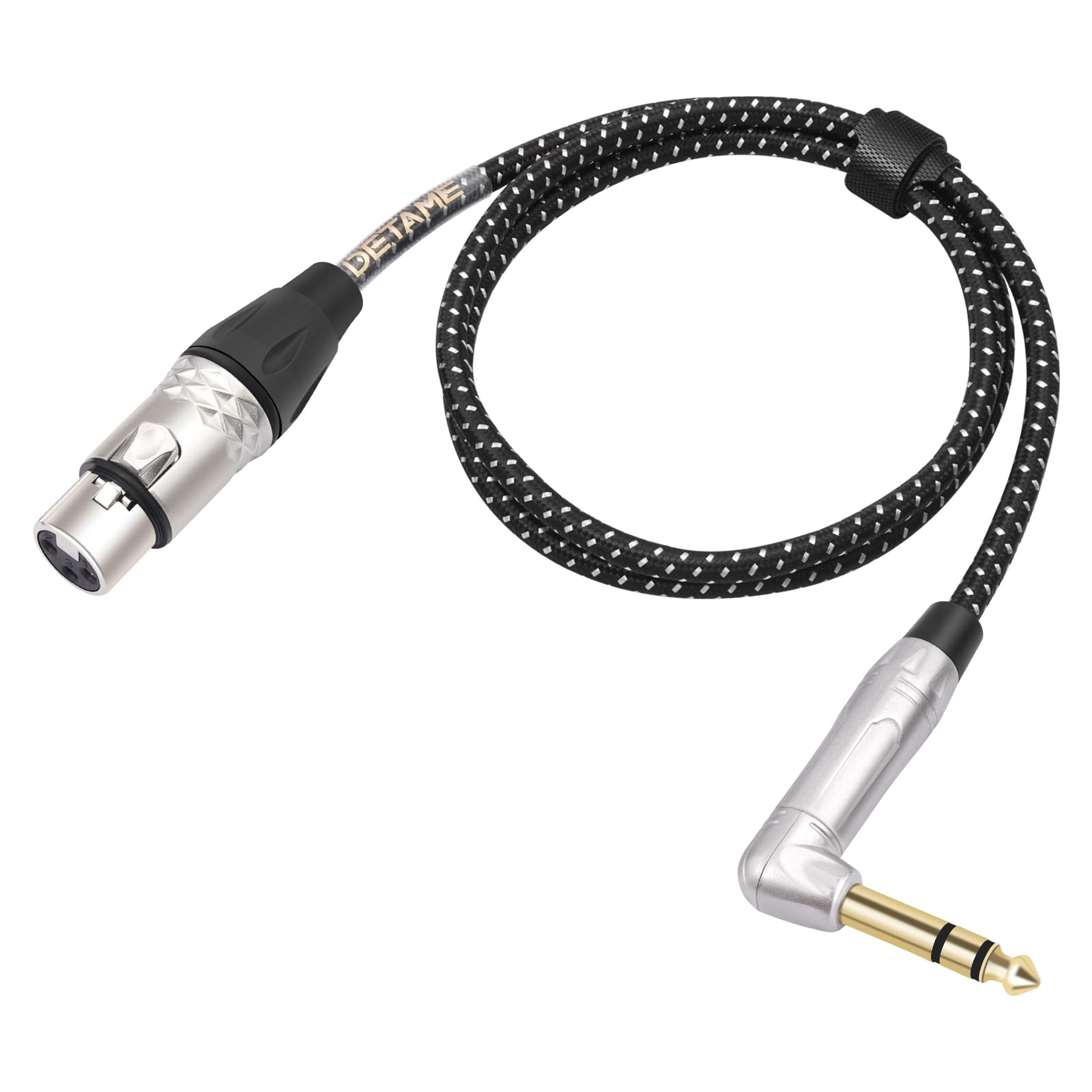 Cable mezclador XLR hembra a ángulo recto 1/4 TRS, ángulo recto de 6,35 mm a 3 pines XLR hembra para amplificador mezclador de micrófono