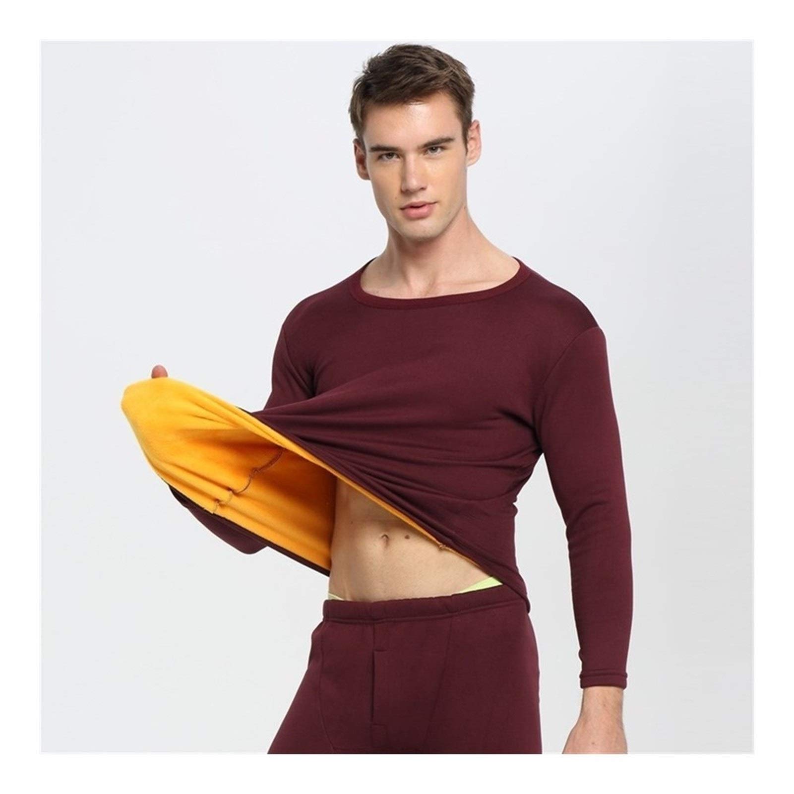 Bielizna termiczna-męska-zimowa-damska komplet polarowy utrzymuje ciepło w zimnej porze roku rozmiar M do 4XL Cloth (kolor: Wine red, rozmiar: 3XL.)
