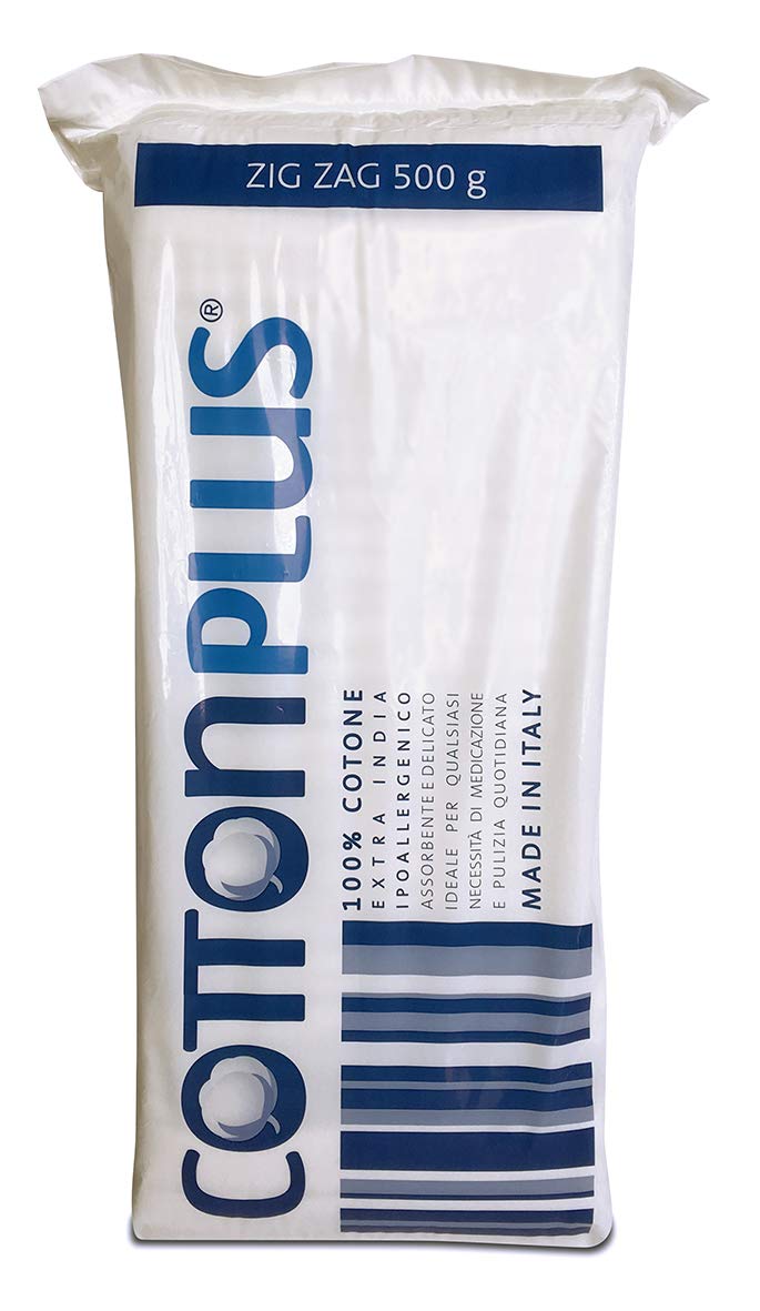Cotton Plus ZIG ZAG 500 g - Ligne médicale | 100% pur coton hydrophile cardé pour usage médical | doux et absorbant.