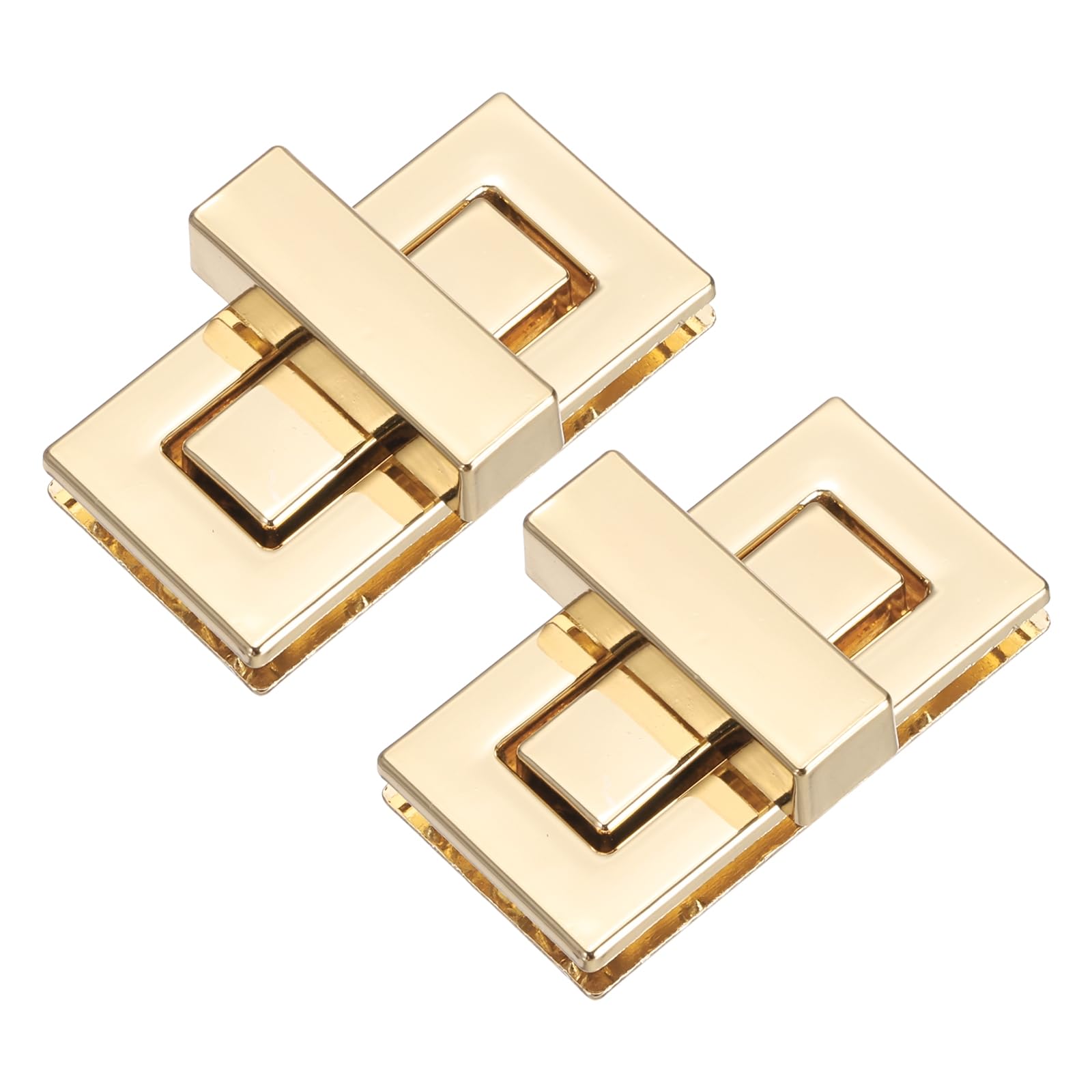 M METERXITY 2Pcs Purse Twist Lock (1.73 x 0.87 Inches, Light Gold)- Rectangular Purse Closure Twist Turn Lock Clasp Metal Clip Hardware Apply to DIY Handbag/Purse/Wallet/Leather Craft