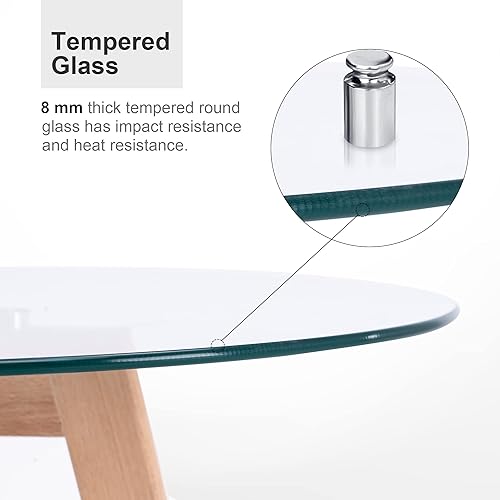 Miniatura 6 de ivinta Juego de mesa de comedor pequeña para 2 mesa de comedor redonda de cristal con dos sillas de comedor de plástico negro juego de mesa de