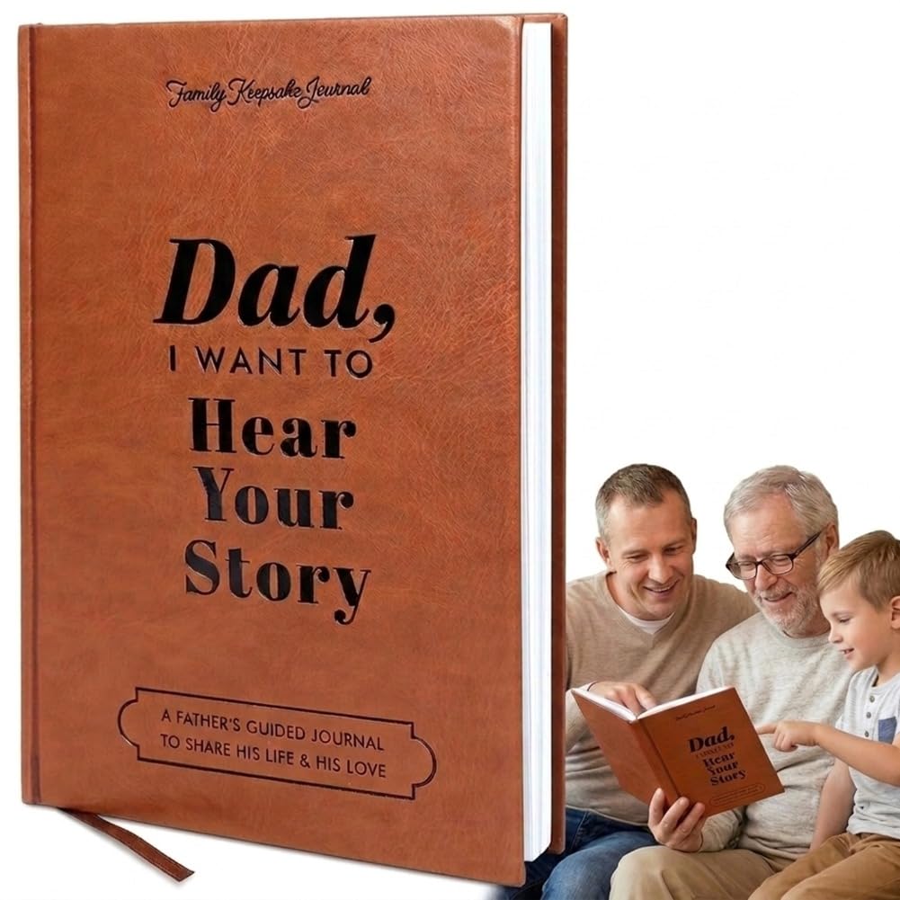 SHYSBV Dad,I Want To Hear Your Story - A Father's Guided Journal Book to Share His Life Story Journal,Leather Wrapped Hardback Dad Journal Book,Portable Journal School Supplies for Dad Birthday Gifts