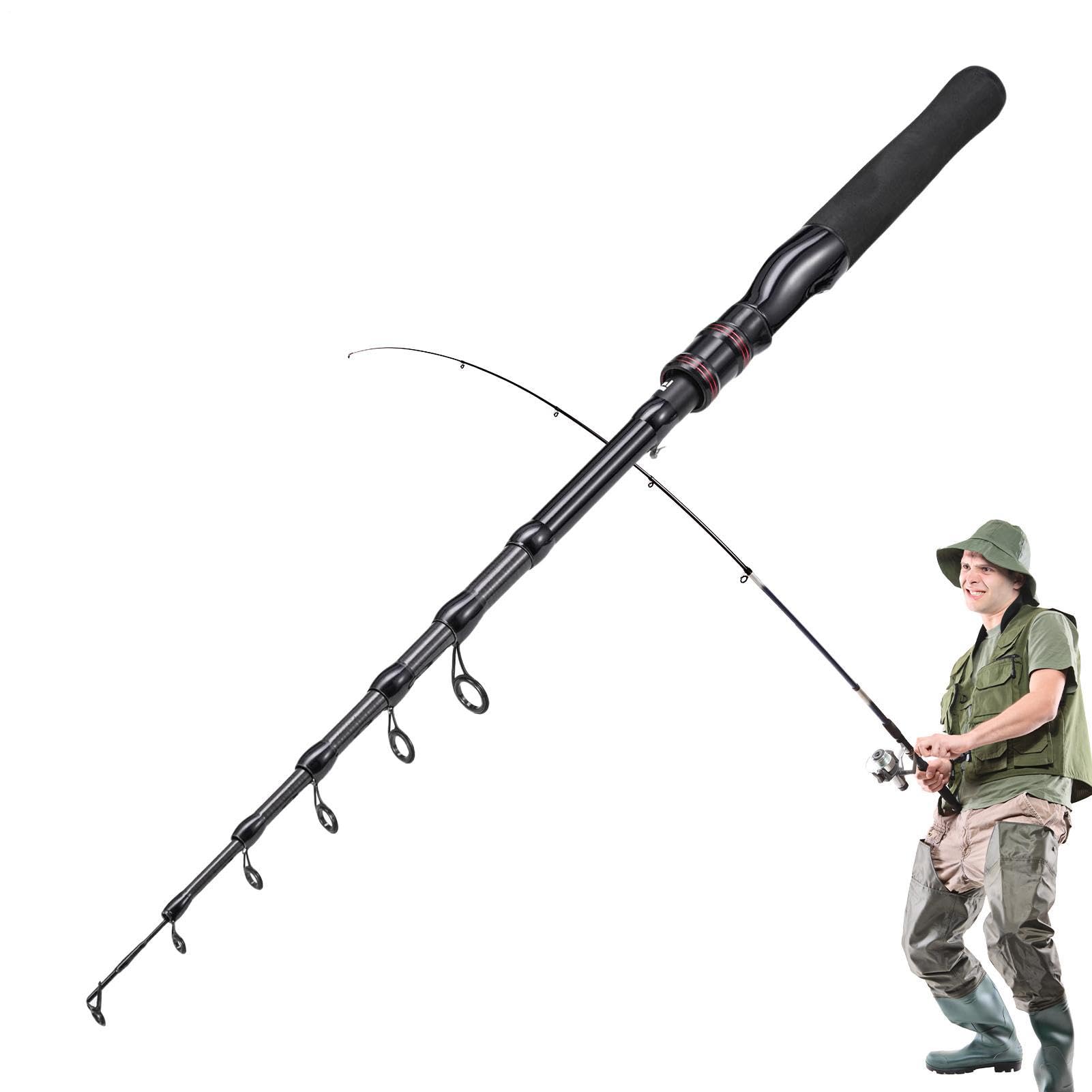 Caña de Pescar Plegable, Caña de Pescar telescópica, de de Agua Dulce - de de Viaje para Pesca en Agua Dulce y Salada, Accesorios para Aparejos de Pesca, caña de