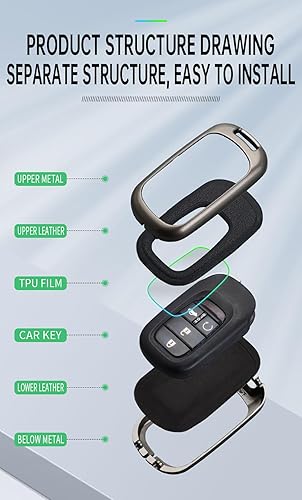 Miniatura 4 de ontto Funda inteligente para llave inteligente con control remoto para Honda Accord Civic HR-V CR-V Pilot Sport SI EX EX-L Touring 2022 2023,
