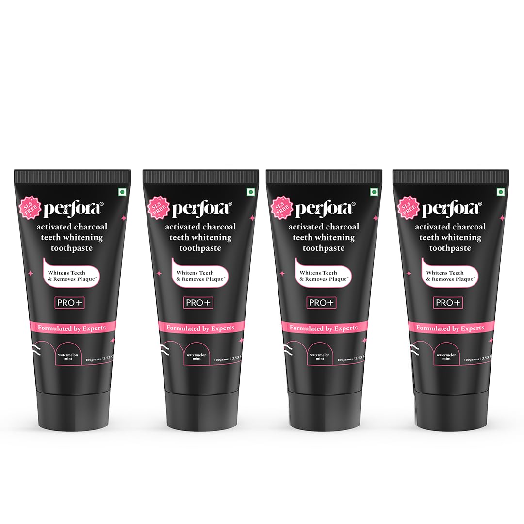 Perfora Activated Charcoal Whitening Toothpaste 400 gms (100 g x 4) | Enamel Safe Teeth Whitening Toothpaste for Men & Women | Removes Coffee, Tobacco & Wine Stains | SLS Free | Watermelon Mint-image-19