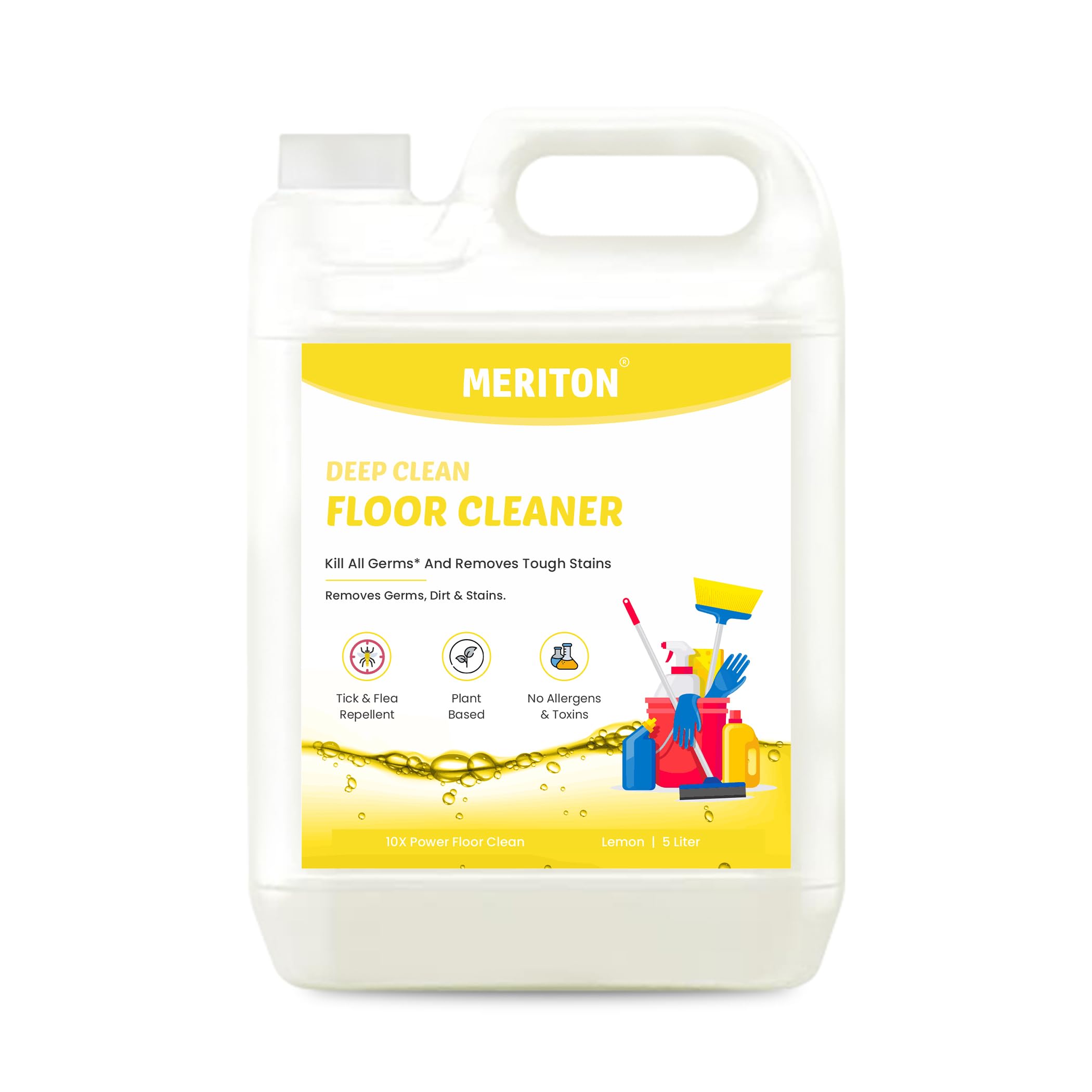 Meriton Deep Clean Lemon Floor Cleaner – 5L | Plant-Based, Tick & Flea Repellent | Removes Germs, Dirt, And Tough Stains | No Allergens & Toxins | 10X Power Floor Clean-image-31