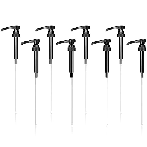 Zopeal Dispensador de jarabe de café de 8 piezas, se adapta a botellas de 25.4 onzas líquidas, bomba de jarabe delgada para saborizantes de café,