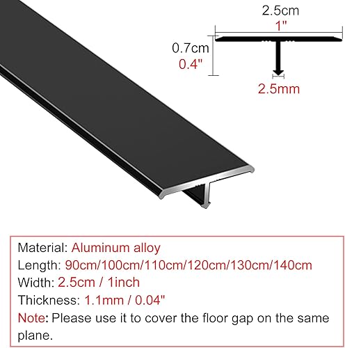 Miniatura 7 de Tiras de transición de 1 pulgada de ancho para puertas, barras de puerta de piso moldeadas en T para suelos laminados, tira de umbral de madera de