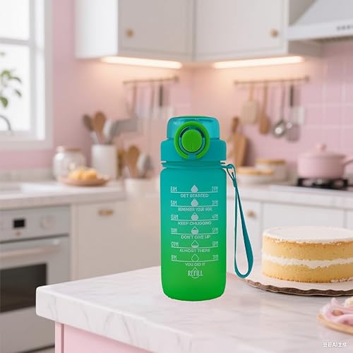 Miniatura 2 de ZZT Botellas de agua de 20 onzas con marcador de tiempo para beber y pajilla, botella de agua con palabras motivacionales, a prueba de fugas,
