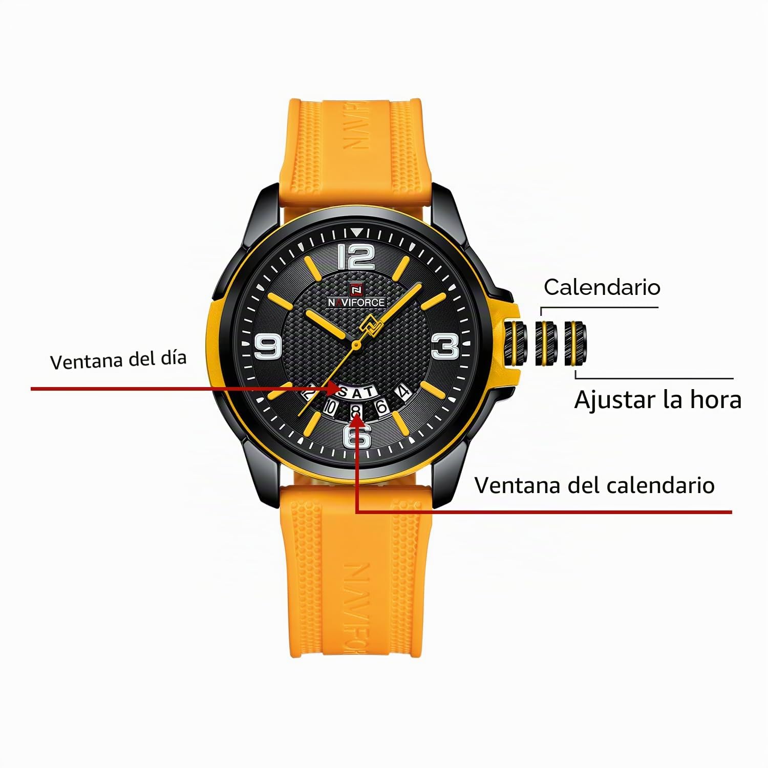 NAVIFORCE Reloj Impermeable para Hombres, Mujeres, niños y niñas, analógico, Militar, Deportivo, Unisex, Correa de Silicona