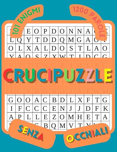 Crucipuzzle senza occhiali: cerca le parole scritte con lettere molto grandi , senza occhiali ,grandi lettere per ipovedenti,parole intrecciate per anziani,appassionati di enigmistica