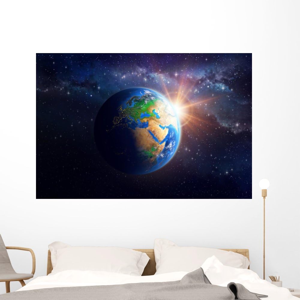 Wallmonkeys FOT-82335582-60 WM108739 Planet Earth in Outer Space Peel and Stick Wall Decals, 60" W x 41" H-Jumbo