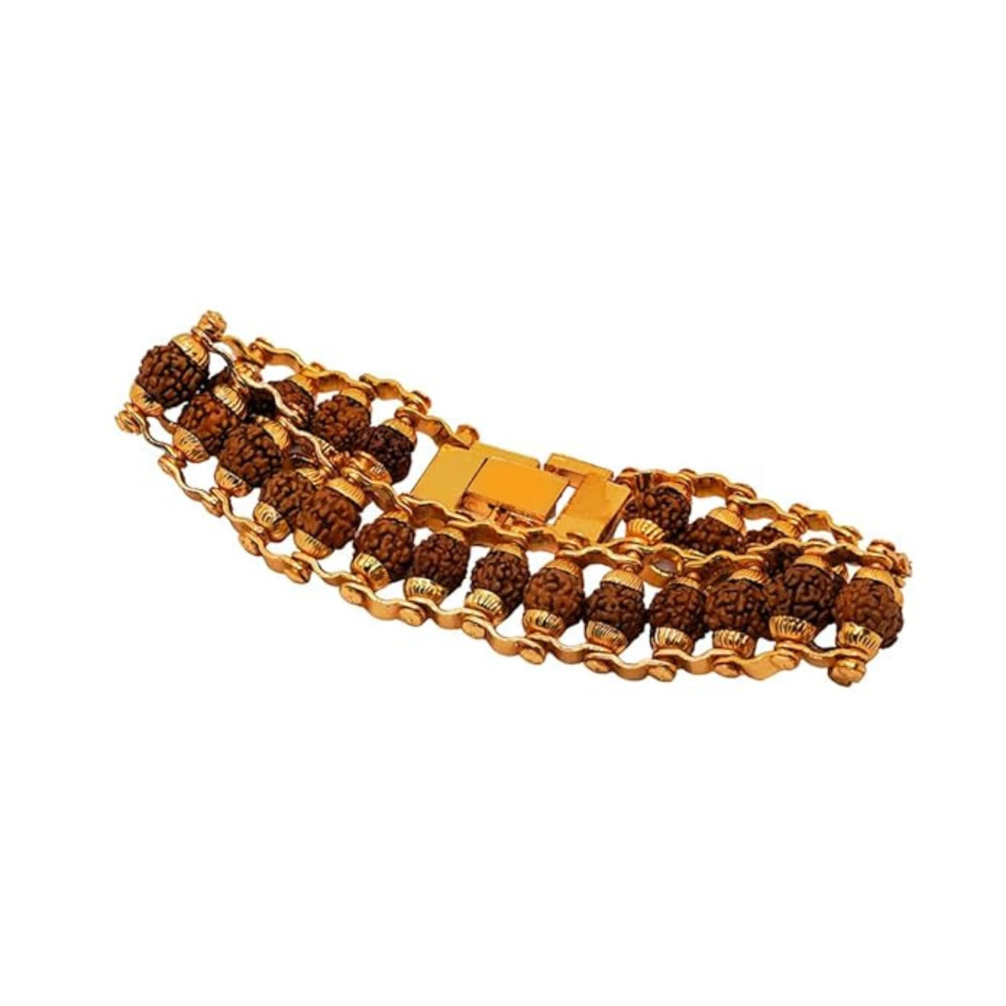 Starmartial 5 Mukhi Rudraksha Bracelet with Gold Plated Caps for Men & Women, Natural and Certified Spiritual Rudraksha Bracelet for Meditation and Yoga (B0CZF2G23X) Amazon Price History, Amazon Price Tracker