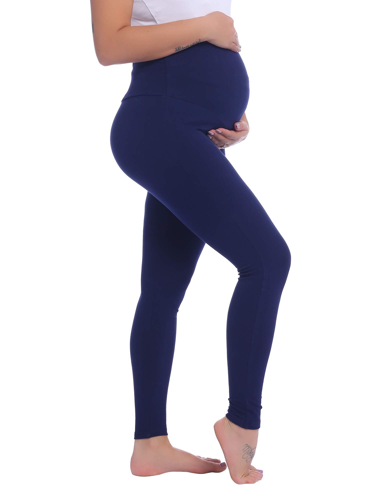 Amorbella Women's Navy Blue Workout Maternity Pregnancy Leggings Over Bump High Waist Ultra Soft Stretchy Tight Pants For Pregnant Petite (, Small)