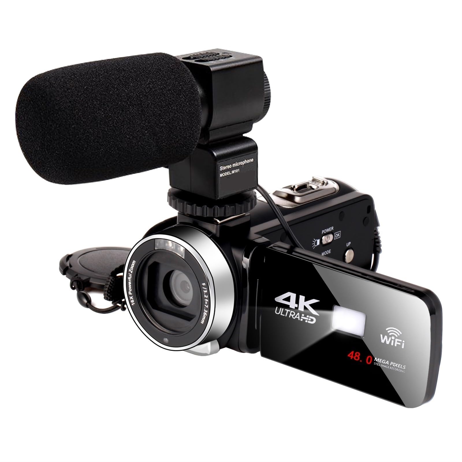 DELURA 18X Zoom 4K UHD Camcorder Live Streaming WiFi Webcam Videocamere for La Fotografia Visione Notturna IR All'aperto Telecamera HD (Size : No SD Card)