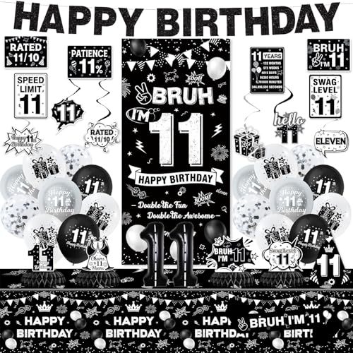 11th Birthday Decorations for Boys, Black Bruh Im 11 Birthday Party Decor