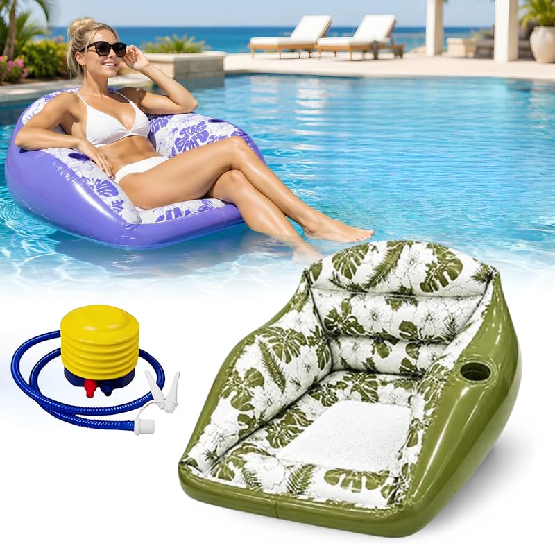 3in1 Inflatable Pool Lounge Chair for Adults, U-Shaped Water Pool Float