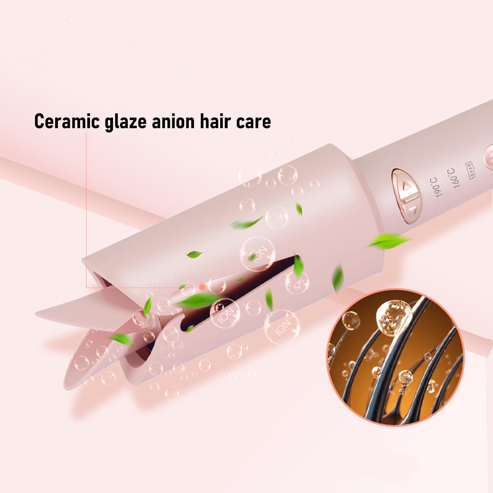 ZJchao Rizador de Pelo Automático, Varita Rizadora de Pelo Automática, 2 Modos de Temperatura 160 ℃ 190 ℃ con Batería de 5000 MAh para Dormitorio de Viaje en Casa
