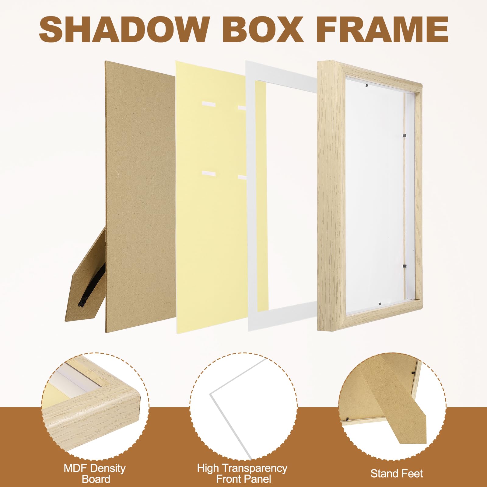 PATIKIL Marco De Sombra De 320x230mm Vertical De Madera para Exhibir Medallas con 2 Chinchetas Y 4 Adhesivos para Colgar En Pared O Mesa para Mostrar Boletos Fotos Y Medallas De Fútbol