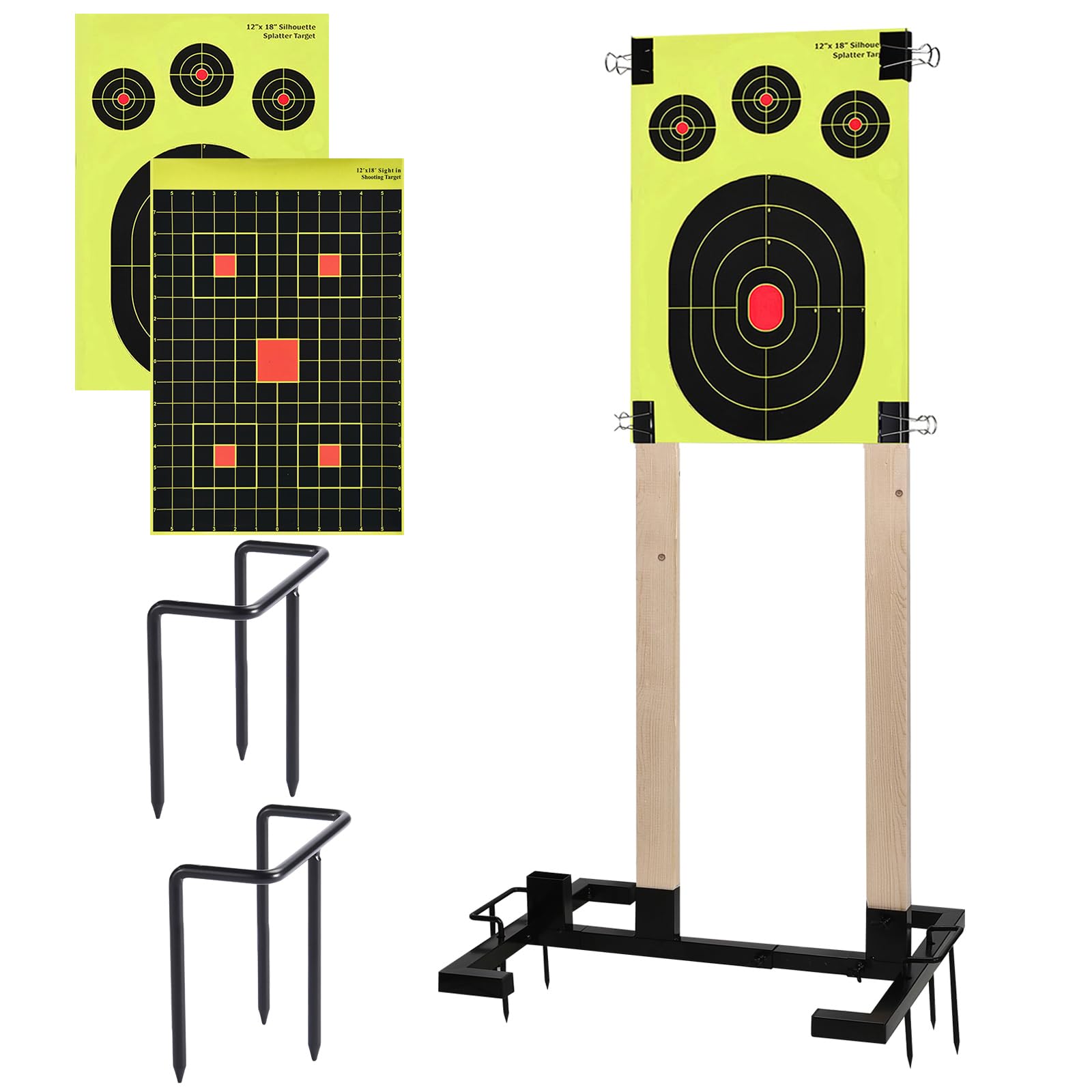 GADFISH Adjustable Shooting Target Stand Base, Heavy Duty Shooting Target Base Set for Outdoor Paper Targets Cardboard - USPSA/IPSC - IDPA Practice - 1 Pack (Wooden Stakes Not Included)