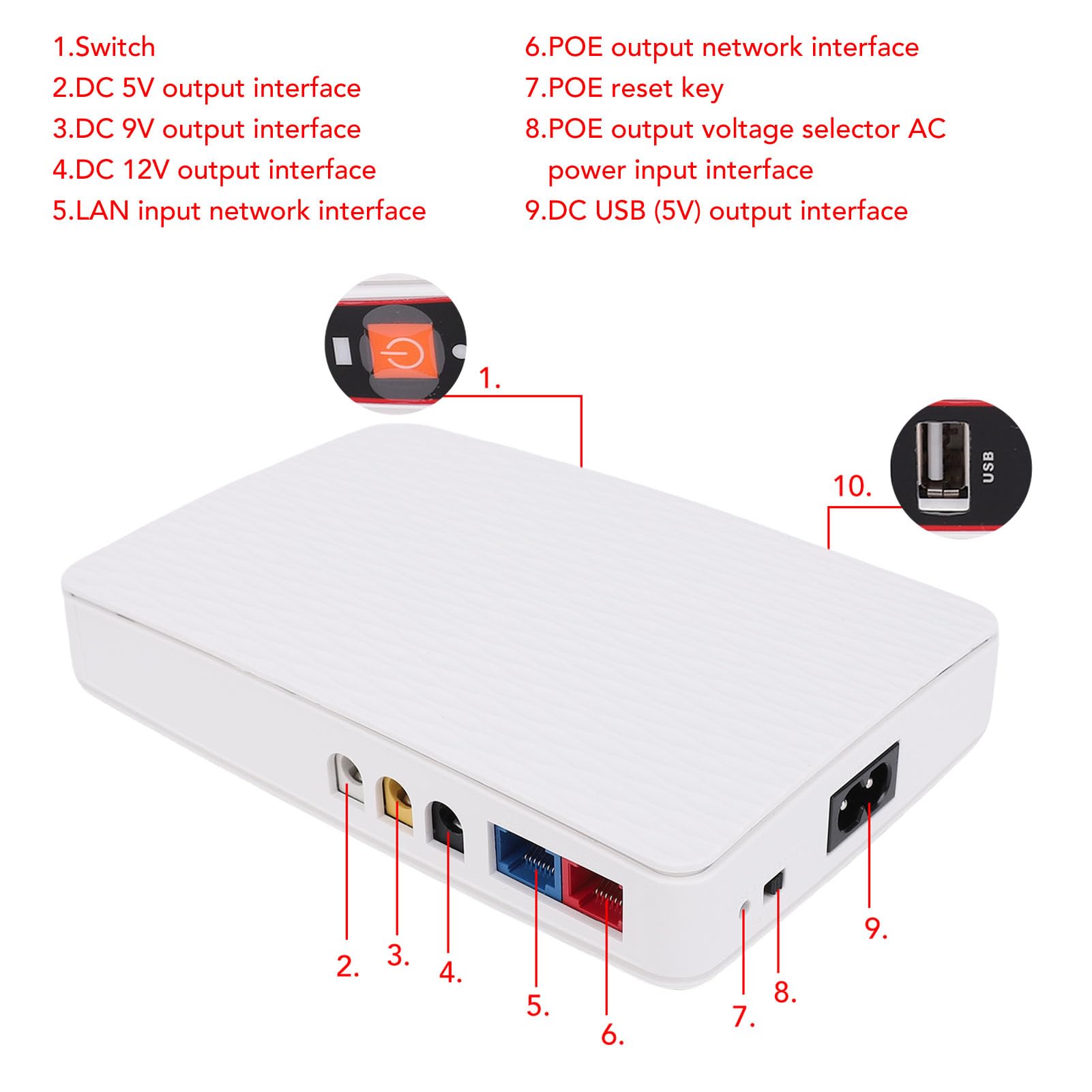 Eujgoov Backup de Batería Mini UPS de 8000 MAh, Salida de Canales Múltiples, Pequeña Fuente de Alimentación para Cortes de Energía, Compatible con Enrutadores y (Enchufe de la UE)