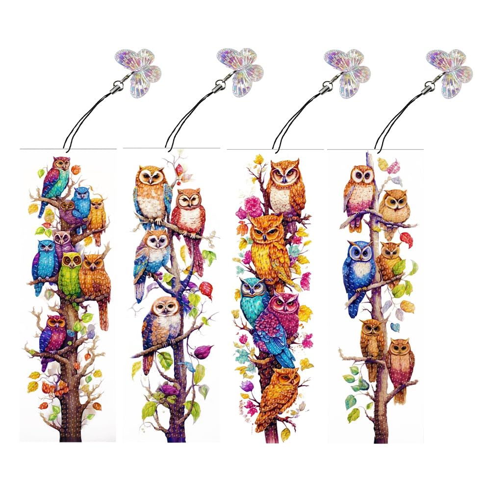 Fiorky F Iorky 4Pcs 5D Diy Ortial Special Shaped Drill Diamond Painting Kit, Butterfly Lower Diamond Painting Bookmark Making Kit Diamond Art Bookmark With Pendant Or Kids Adults Beginners