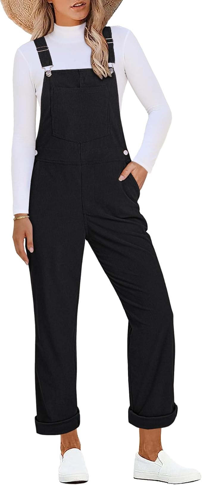 luvamia Women's Corduroy Overalls: Loose Fit Bib Jumpsuit