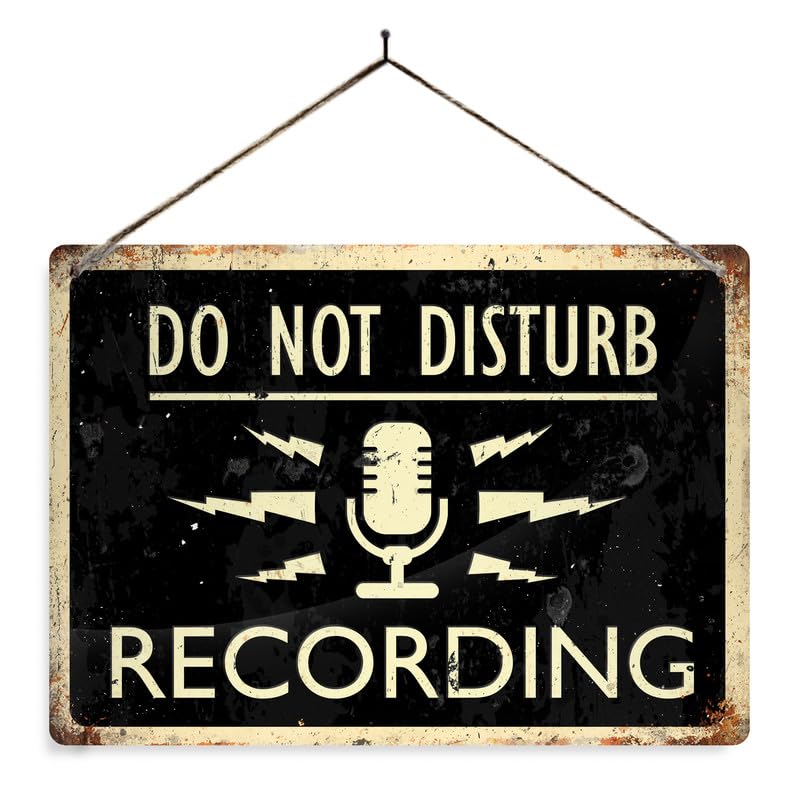 Do not Disturb, recording - BLACK. Small metal sign with 4 corner holes. Streamer Podcast Musician