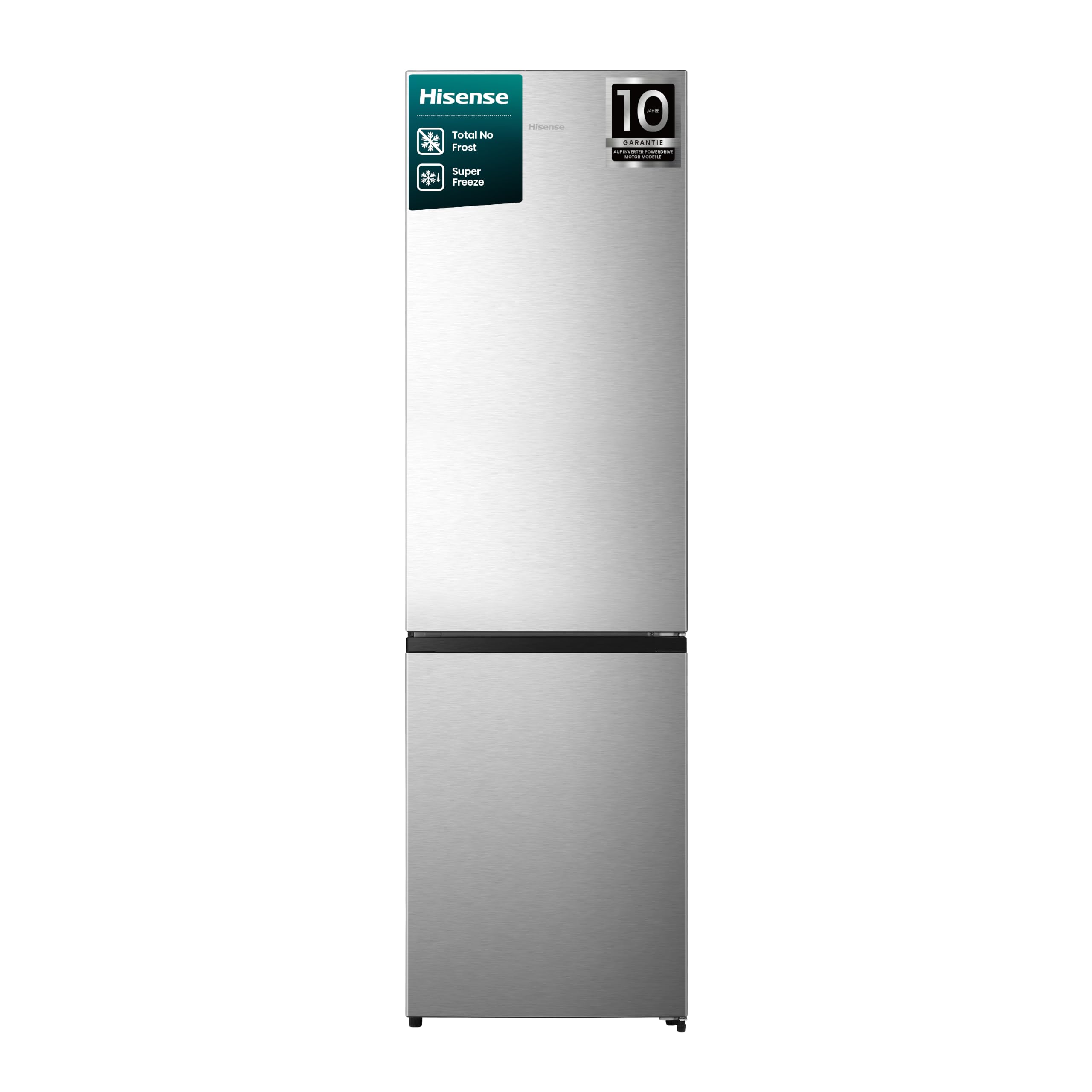 Hisense RB440N4AFA Kühl- Gefrierkombination/Total NoFrost/Multiflow 360°/ Flaschenhalter/Holiday Mode/FreshZone/ 336L(178+78)/ Essential/BxHxT: 59,5×201,7×57,9 cm/Silber [Energieklasse A]