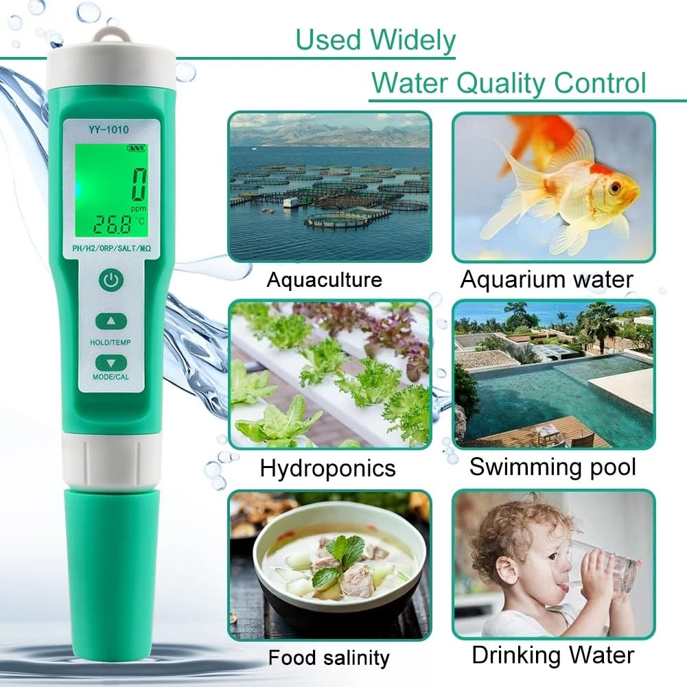 Medidor de PH Tds Tester Digital ORP EC Salinidad H2 SG Herramienta de Prueba de Agua | Instrumentos de prueba de resistividad de fertilizantes de solución de acuario Spa
