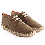 CONFORTABLE TALONERA Alpargatas para Hombre de Yute y Tejido Terra. Hecha a Mano. Zapato Casual Tipo Blucher con Cordones Flexible Suave y Transpirable. (Marron, Numeric_41)
