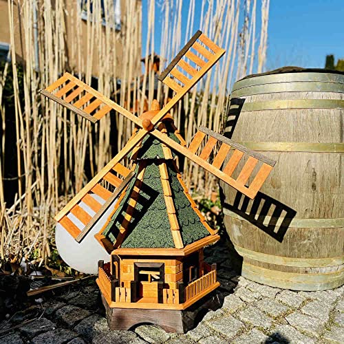 DARLUX moulin à vent décoratif de jardin en bois avec roulement à billes Marron Tailles (Vert XXL)