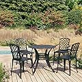 Nirvaer Enhance Outdoor Spaces with 5 Piece Bistro Set, Sturdy Cast Aluminum Patio Furniture, Elegant Design, Black